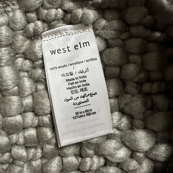 West Elm Gray Basketweave Throw - Picture 3 of 3